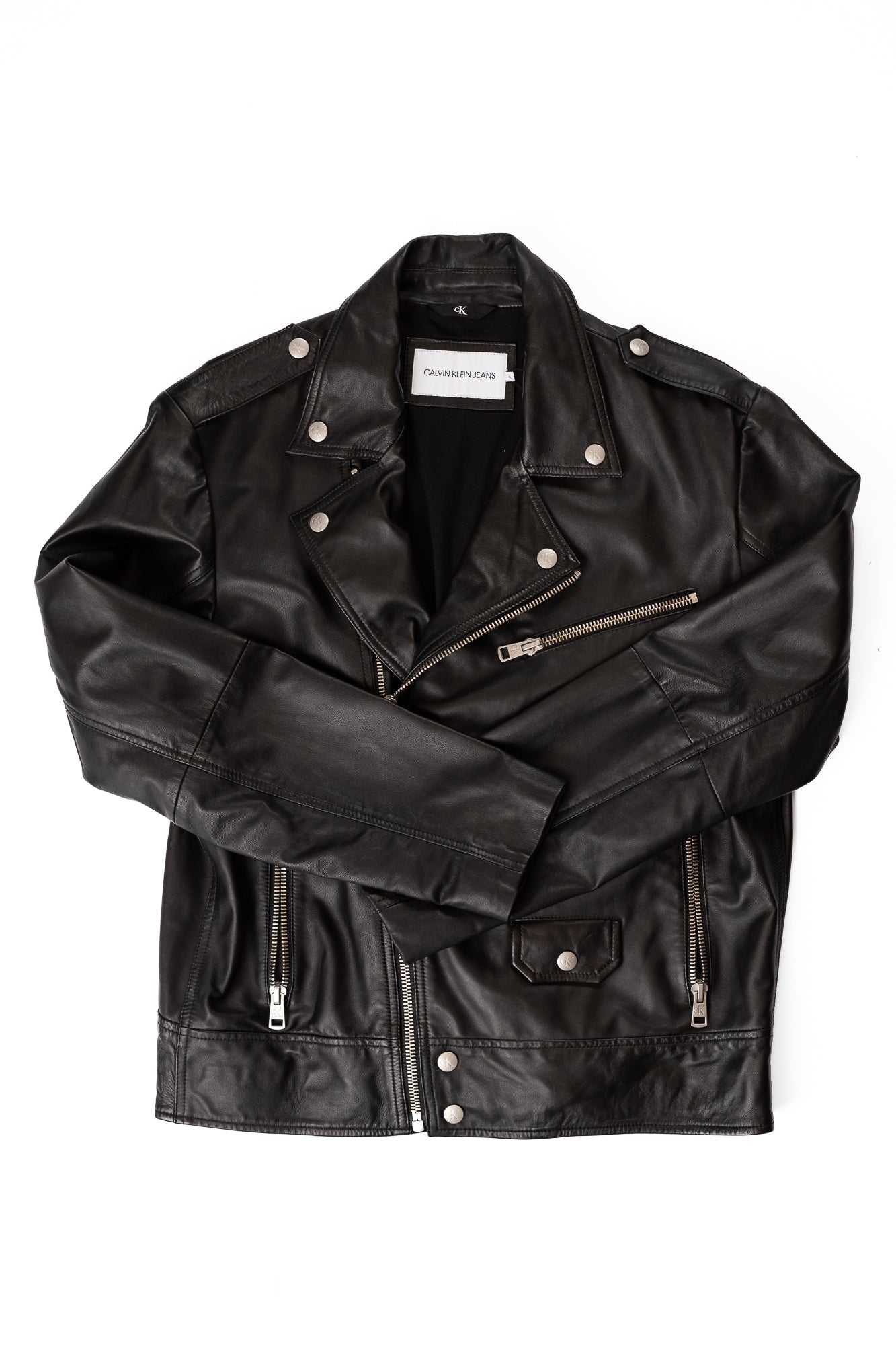 Calvin Klein Jeans LEATHER BIKER JACKET - Jachetă piele