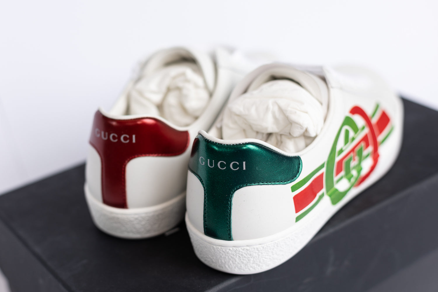 Gucci Men's New Ace logo-print leather trainers