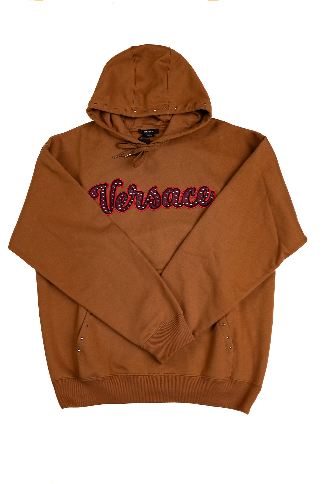 VERSACE BROWN HOODIE WITH LOGO